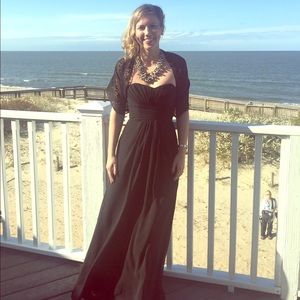 Floor length black chiffon gown David's Bridal