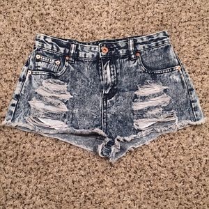 High waisted denim shorts