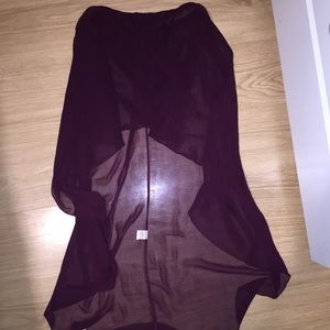 {Brandy Melville} Burgundy Chiffon Hi-low Skirt