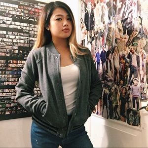 HEATHER GRAY LETTERMAN JACKET