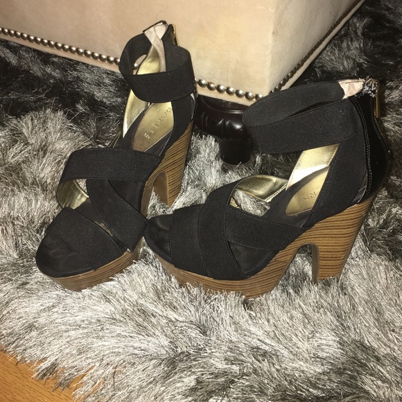 Black strap heels