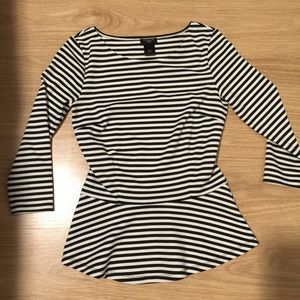 {Ann Taylor} Striped 3/4 length peplum top