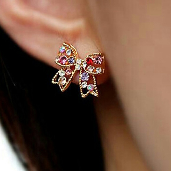 Diamond Bow Earrings . Host Pic ~❇ - Picture 3 of 3