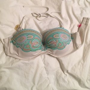White & Teal Paisley VS Bandeau Bikini Top!