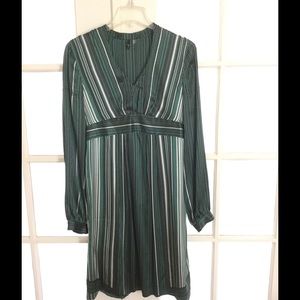 Silky long sleeve V neck dress