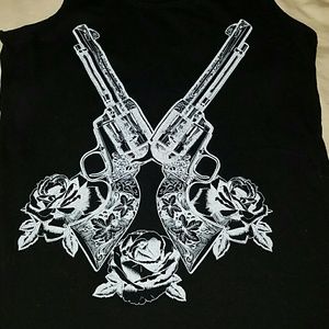 Gun w/ roses tank top