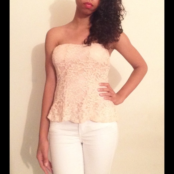 strapless lace top
