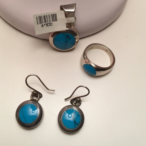 925 Sterling Silver Turquoise Jewelry Set