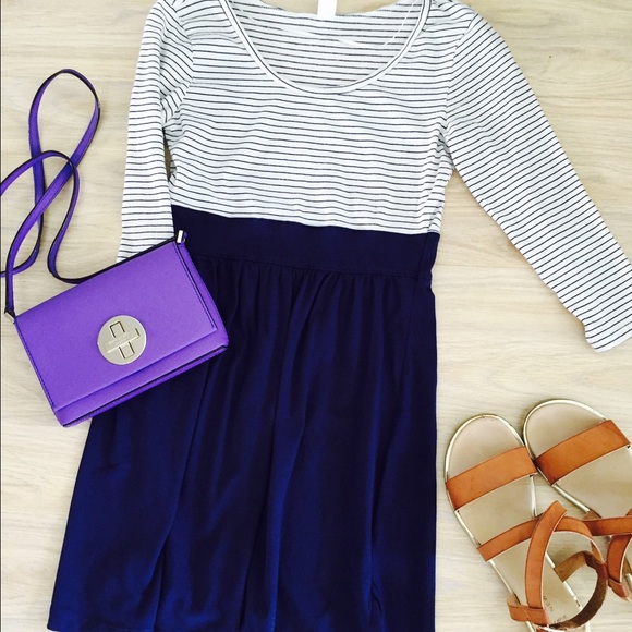 H&M Dresses & Skirts - H&M Striped Navy Blue Dress