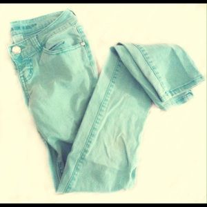 mint colored skinny jeans