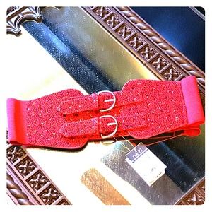 Red M/L DOUBLE BUCKLE WAIST BELT adjustable