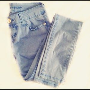 blue colored skinny jeans