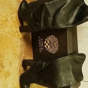 Vince Camuto Black Leather Knee High Boots