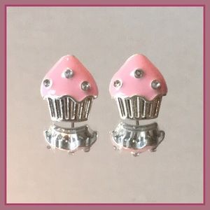 NEW Pink Cupcake Earrings w/Crystal Sprinkles