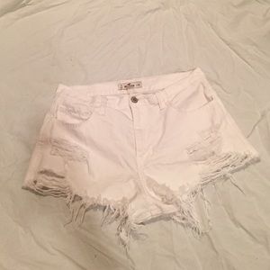 White Hollister distressed shorts size 11.