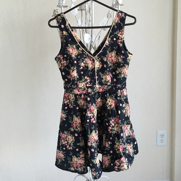 Urban Outfitters black floral keyhole cutout dress