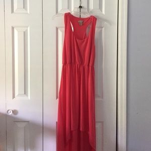 Coral Jersey Hi-Lo Dress