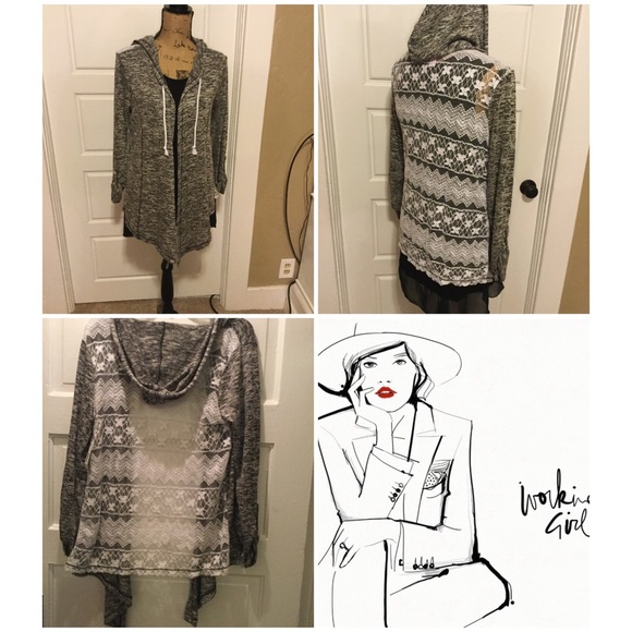 Boutique Sweaters - Marbled Lace Back Hoodie Boutique Sweaters - Marbled Lace Back Hoodie