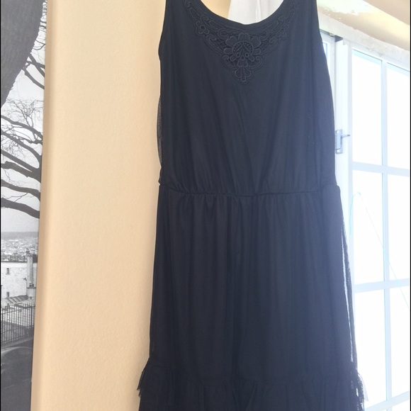 Black tulle dress with lace detail