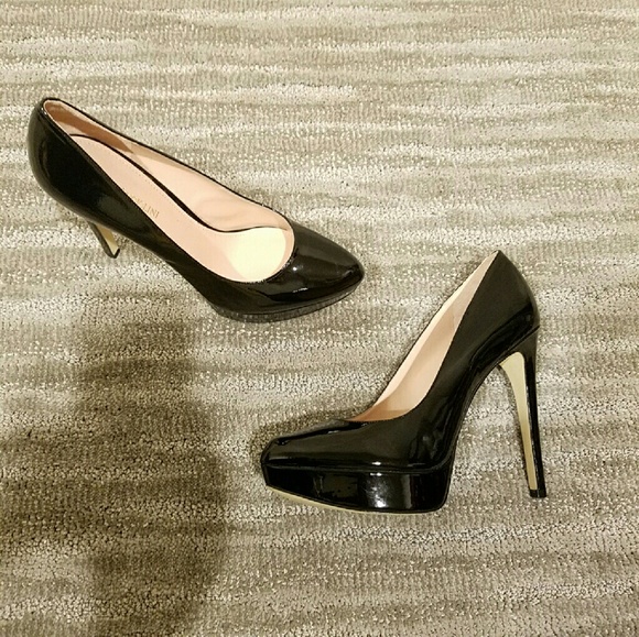 Enzo Angiololini Black Patent Pumps