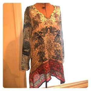 Johnny Was silk tunic XS NWOT