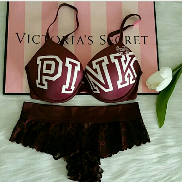 NEW NEVER WORN PINK VS PUSH UP BRA+PANTY SET. - Picture 3 of 3