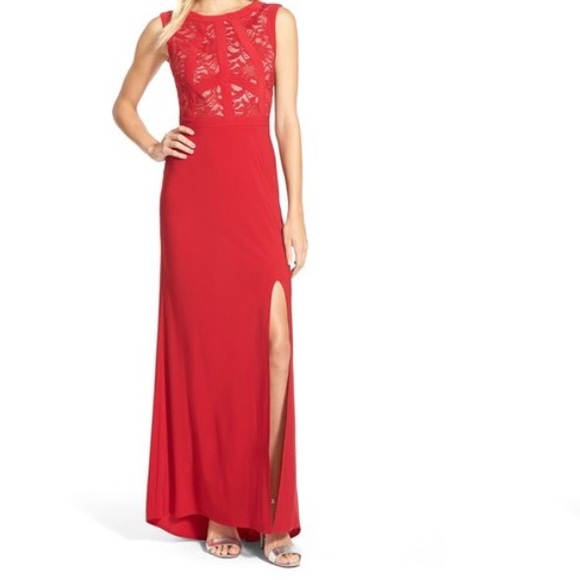 Morgan & Co Lace Top Red Gown