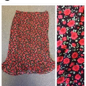 Christopher and Banks Red Floral Skirt.