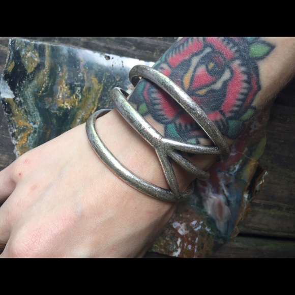 Lucky brand large silver peace cuff bracelet