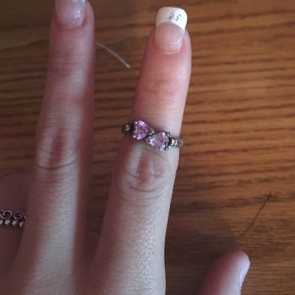 Two Purple Hearts ring, size five
