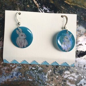 Cute little real bunny earrings dangle drop