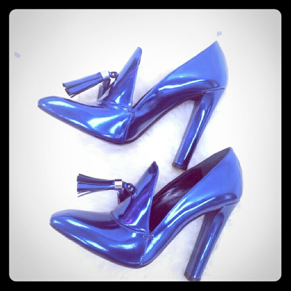 Alexander Wang Shoes - Alexander Wang metalic blue loafer heels size 7.5