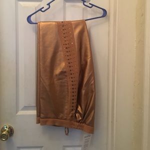 Gold Faux leather pants with sequins