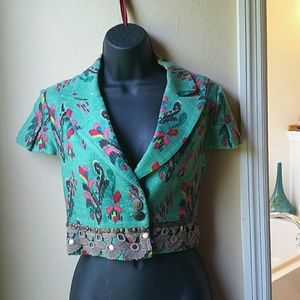 Nanette Lepore green blazer beaded blazer m