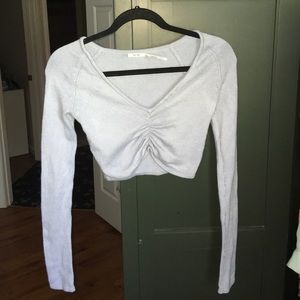 Light Blue, Cropped Long Sleeve Sweater