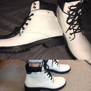 White Combat Boots