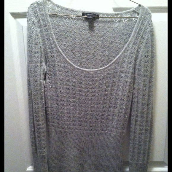 Express open grey sweater