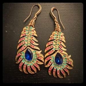 Anthropologie gold peacock earrings