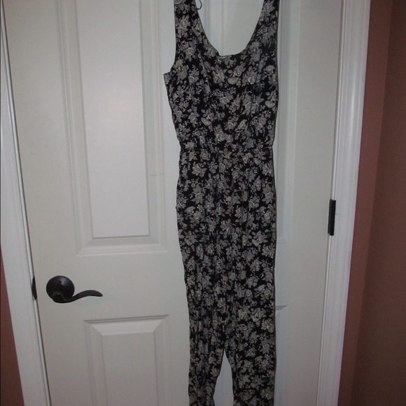 Floral Black and White Jumpsuit