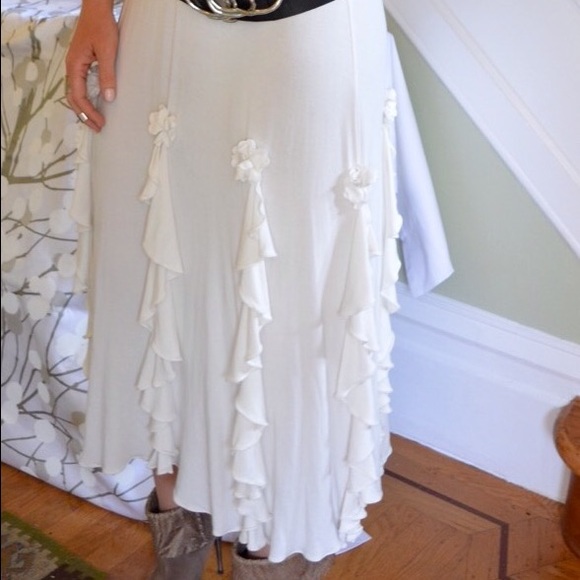 Bamboo Fabric Designer Ivory Ruffle Tube Dress - Picture 3 of 5