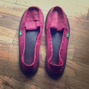 Sanuk Shorty Sparkle Red Women's Loafer Sandals