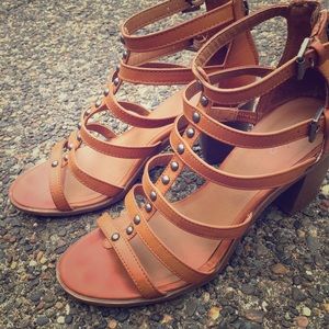 Studded open cage sandal