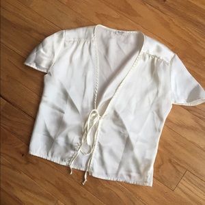 Brandy Melville Ivory silk crop top