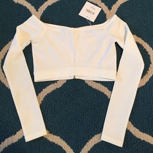White Long Sleeve Crop Top