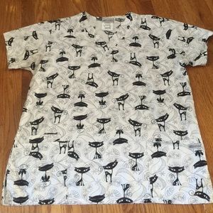 Kitty Cat Lover Scrub Top Sz Large