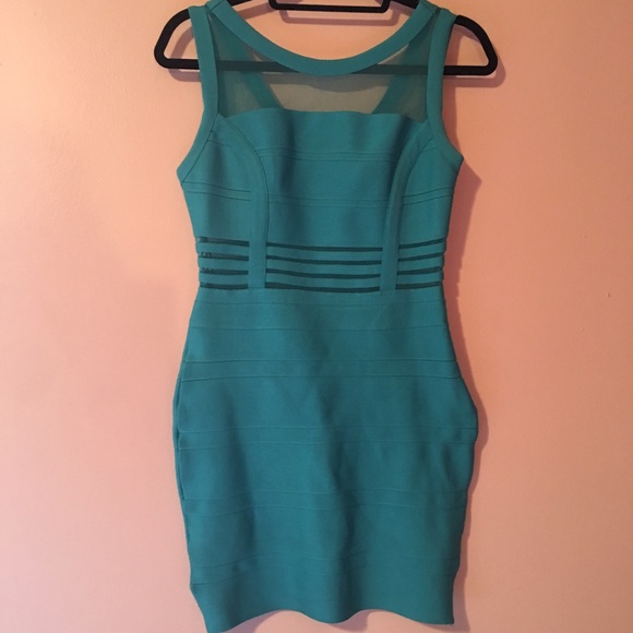 Cute fitted turquoise mini dress