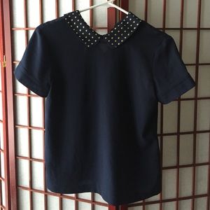 Navy Topshop Studded Top