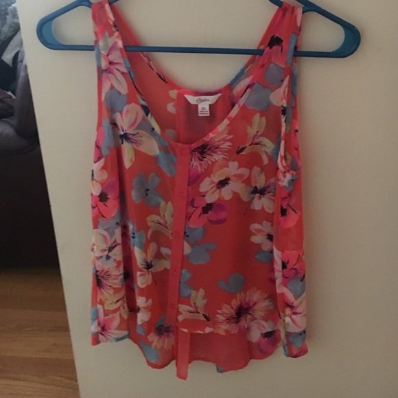 an orange floral shirt