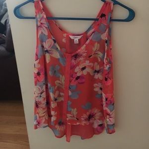 an orange floral shirt