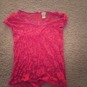 pink rose lace shirt